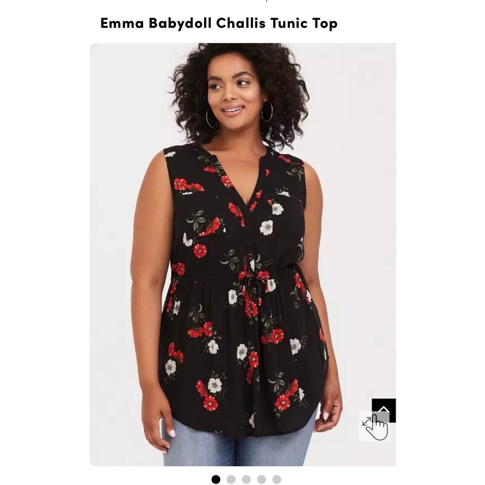 Torrid size 3 black floral Emma challis tank top